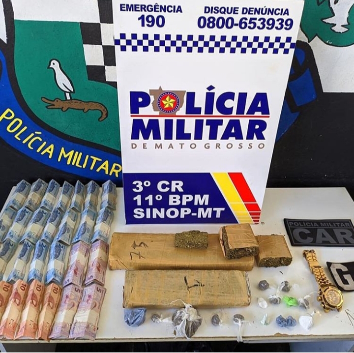 Sinop: Homem é preso com grande quantidade em drogas e dinheiro